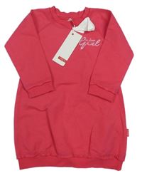 Nové - Růžové teplákové šaty s nápisem Name it