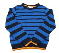 Modro-tmavomodrý pruhovaný svetr Kids