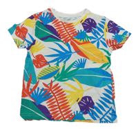 Bílo-barevné tričko s lístky Primark 