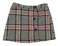 Bílo-černo-červená kostkovaná vlněná sukně s knoflíčky St. Bernard