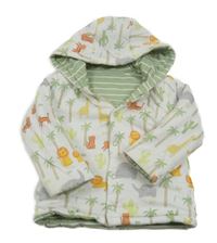 Bílý bavlněný zateplený kabátek se zvířátky a kapucí Mini Cuddles