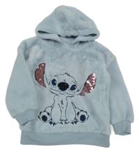 Světlemodrá chlupatá mikina se Stitchem a kapucí Primark