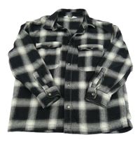 Černo-bílá kostkovaná flanelová košilová bunda H&M