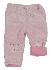 Světlerůžové šusťákové podšité kalhoty s kočkami Ergee
