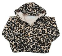 Světlerůžovo-černá vzorovaná huňatá podšitá ovesize bunda s kapucí Tu