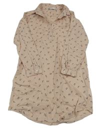 Světlerůžové kytičkované košilové šaty H&M