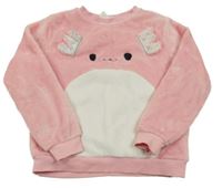 Světlerůžovo-bílá chlupatá mikina s příšerkou H&M