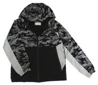 Černo-stříbrná šusťáková jarní bunda s kapucí George 