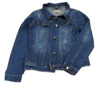 Tmavomodrá riflová crop bunda Pocopiano