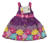 Nové - Fialové plátěné šaty s květy Jessica Ann