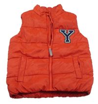 Červená šusťáková prošívaná zateplená vesta s nášivkou Cool Club