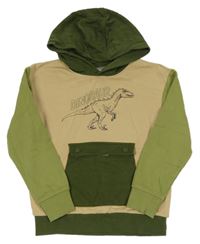Béžovo-khaki mikina s dinosaurem a kapucí Little kids
