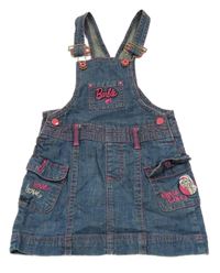 Modré riflové laclové šaty s výšivkou Barbie C&A