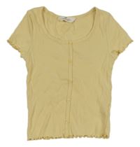 Vanilkové žebrované crop tričko H&M