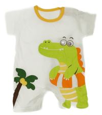 Bílý kraťasový overal s dinosaurem 