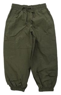 Khaki šusťákové cargo cuff kalhoty Matalan