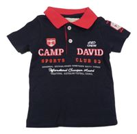 Černo-červené tričko s nápisy a límečkem Camp David 