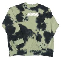 Khaki-černá batikovaná mikina s nápisem H&M