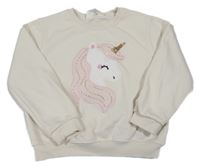 Smetanová oversize mikina s jednorožcem H&M