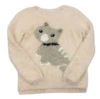 Broskvový chlupatý svetr s kočičkou H&M