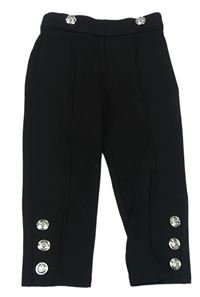 Černé tregínové kalhoty s gombíky RIVER ISLAND