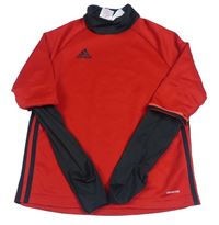 Červeno-černé funkční sportovní mikinotriko Adidas