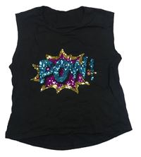Černý crop top s flitry Candy Couture