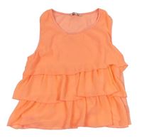 Neonově oranžový vrstvený halenkový crop top REVIEW