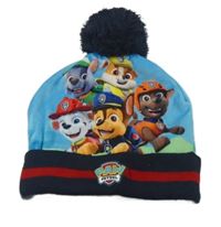 Modro-tmavomodrá plyšovo/pletená čepice s PAW PATROL a bambulí C&A