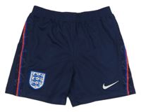 Tmavomodré sportoví fotbalové kraťasy England a pruhy Nike