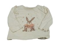 Smetanové triko se zajíčkem a volánky Next