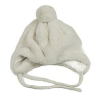 Nové - smetanová kožešinová zavazovací čepice s bambulí H&M