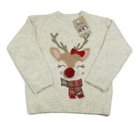 Nové - světlebéžovo-smetanový melírovaný svetr se sobem Nutmeg