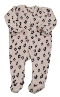 Světlerůžovo-růžovo-černá vzorovaná plyšová kombinéza PEP&CO