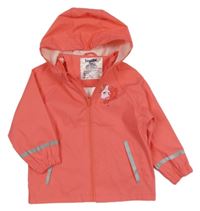 Korálová nepromokavá bunda s jednorožcem a kapucí lupilu