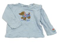 Světlemodro-bílé pruhované triko s pejskem Salt&Pepper