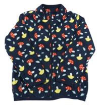 Tmavomodrá fleecová propínací mikina s muchomůrkami SeaSons