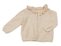 Meruňkový perforovaný propínací svetr s límečkem Matalan