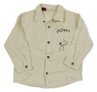 Smetanová riflová košilová bunda se Snoopym ZARA