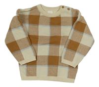 Smetanovo-hnědo-modrý kostkovaný svetr H&M