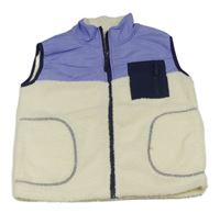 Smetanovo-modrofialová huňato/šusťáková vesta PRIMARK