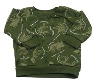 Khaki mikina s kostrami dinosaurů a nápisy PRIMARK