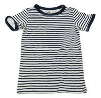 Bílo-tmavomodré pruhované tričko H&M