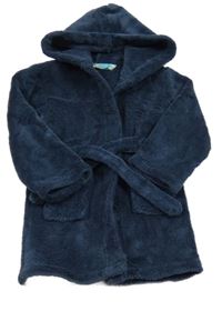 Tmavomodrý plyšový župan s kapucí early days