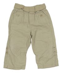 Světlešešdobéžové vzorované plátěné rolovací kalhoty s úpletovým pasem Jojo Maman Bébé