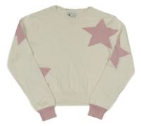 Smetanovo-starorůžový crop svetr s hvězdičkami PRIMARK