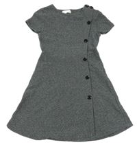 Antracitové žebrované šaty s knoflíky Zara