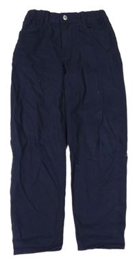 Tmavomodré loose fit waist tapered leg riflové kalhoty H&M