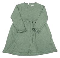 Khaki melírované 3D puntíkaté úpletové šaty s volánky zn PRIMARK