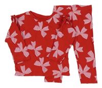 2Set - Červené triko s mašlemi a volánky + legíny Matalan